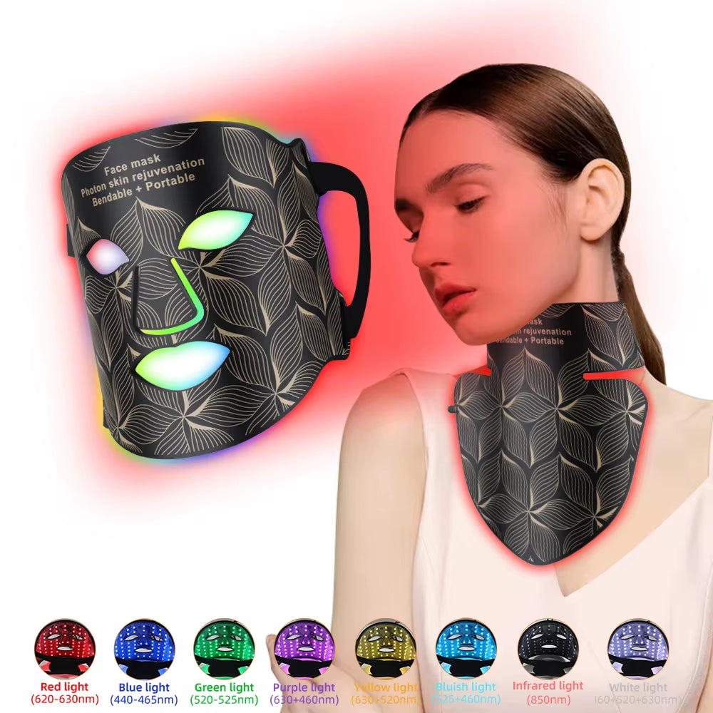 Silicone Led Face Mask 8 Colors Red Light Therapy Infrared Flexible Soft Mask Led Therapy anti Aging Advanced Photon Mask