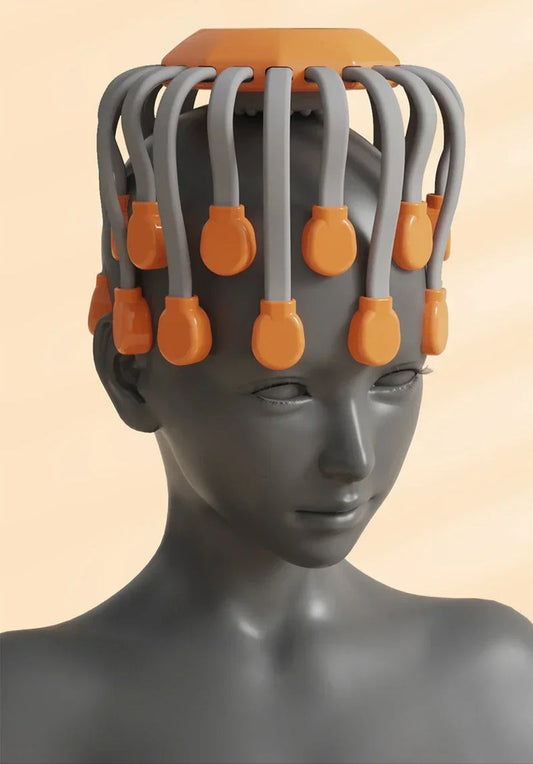 20Massage Heads Orange Scalp Head Massager Red Light Vibrator Octopus Scratcher for Relaxation Stress Migraine