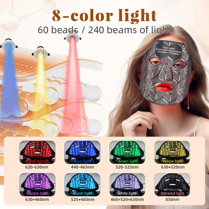 Silicone Led Face Mask 8 Colors Red Light Therapy Infrared Flexible Soft Mask Led Therapy anti Aging Advanced Photon Mask