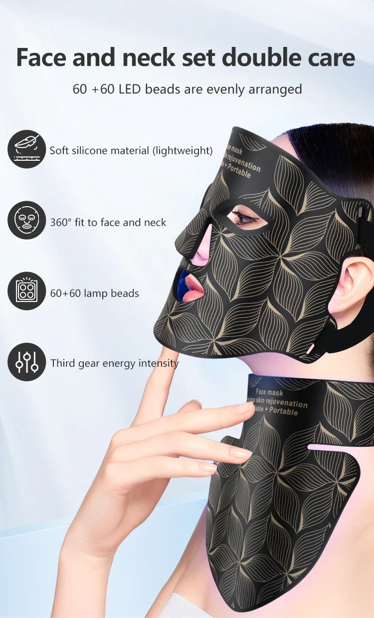 Silicone LED Face Mask – 8-Color Light Therapy Anti-Aging Skin Rejuvenation Mask with Red & Infrared Light